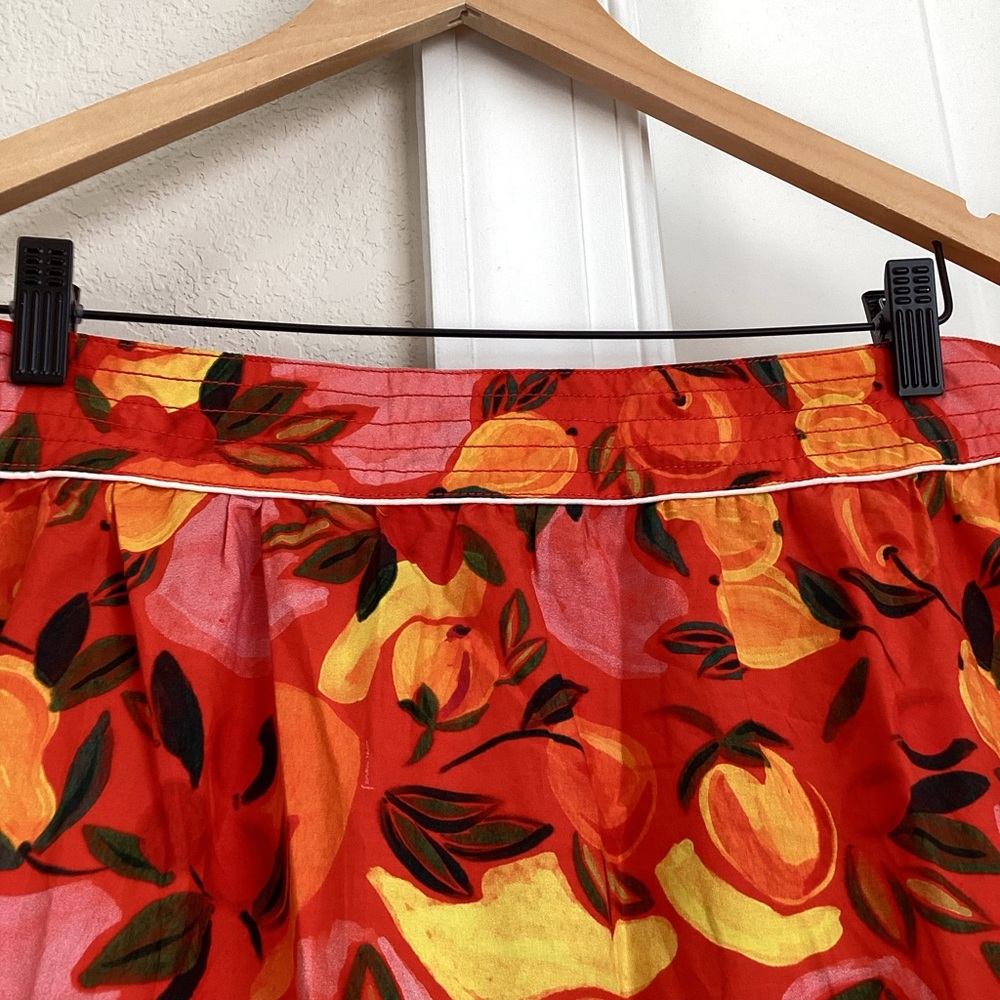 🍊FARM Rio Tiered Midi Skirt Flare Hem New XL Printed Orange Fruit Anthropologie - Picture 8 of 15